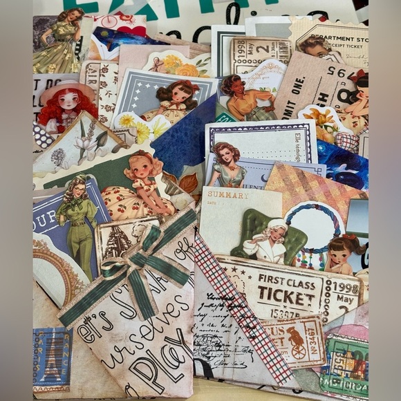 Accessories - Ephemera Bundle: 20 Pieces for Mixed Media Art Junk Journal Scrapbooking
